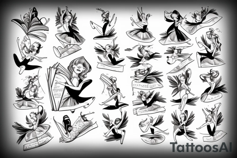 Ballerina reading tattoo idea