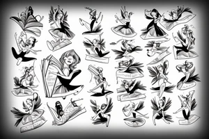 Ballerina reading tattoo idea