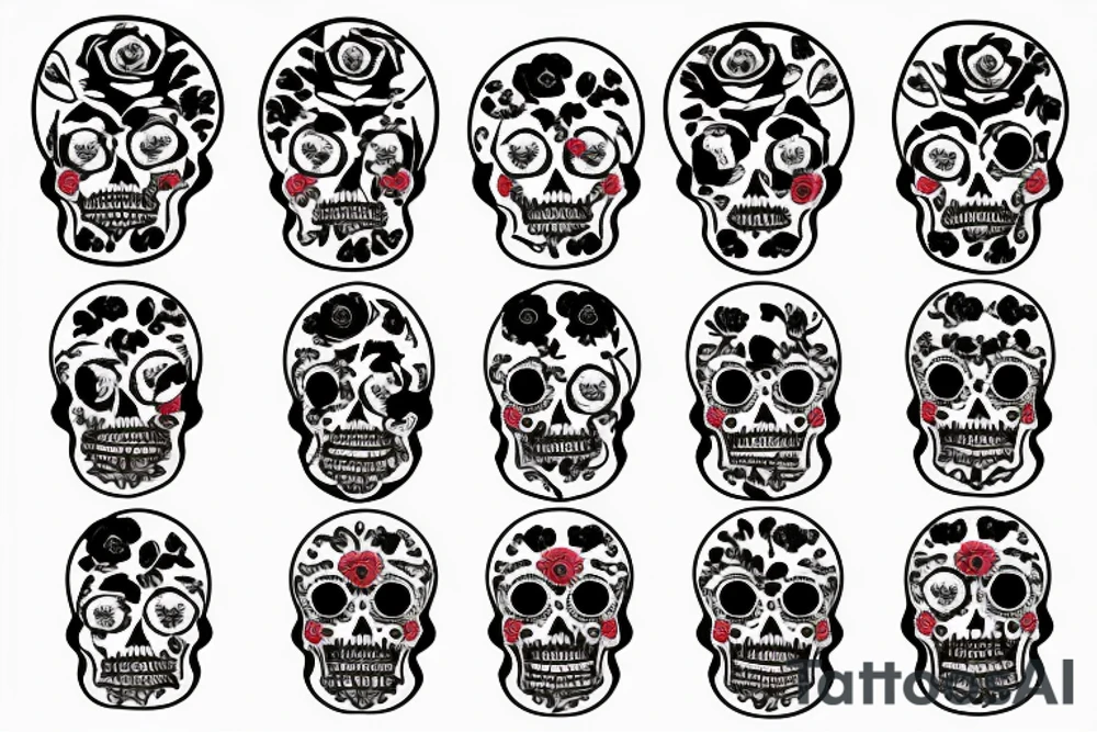 Calavera surrounded by roses tattoo idea
