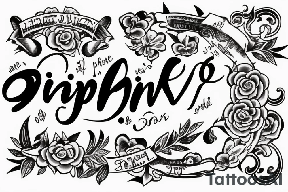 The name DIMPI with love sign tattoo idea