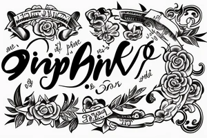 The name DIMPI with love sign tattoo idea