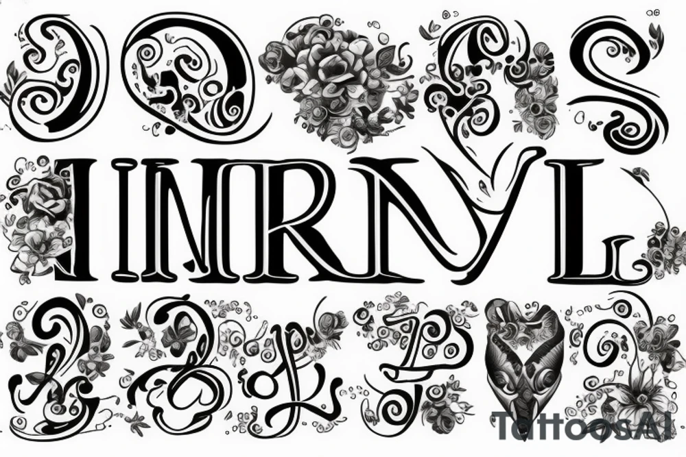 The name DIMPI with love sign tattoo idea