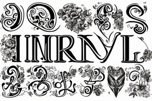 The name DIMPI with love sign tattoo idea