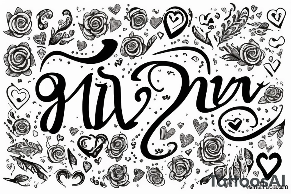 The name DIMPI with love sign tattoo idea