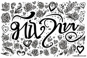 The name DIMPI with love sign tattoo idea