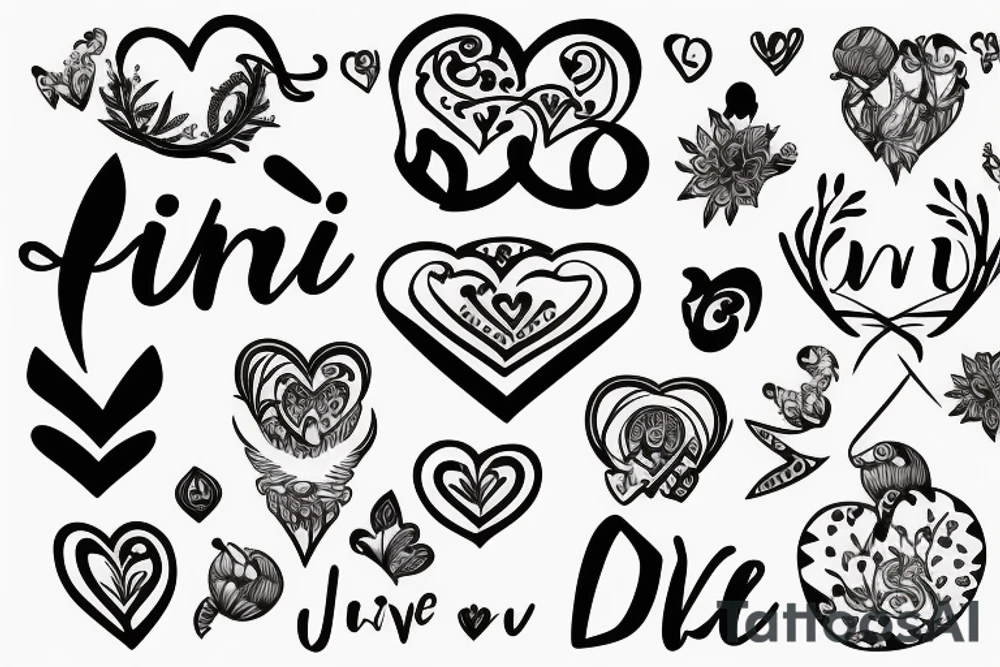 The name DIMPI with love sign tattoo idea