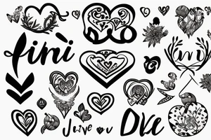 The name DIMPI with love sign tattoo idea
