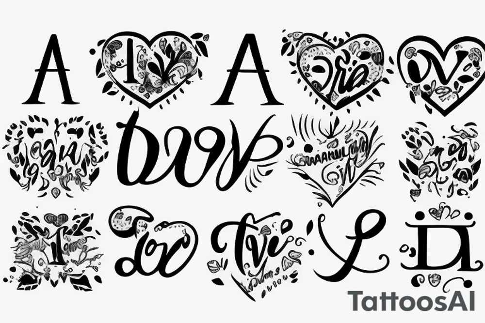 The name DIMPI with love sign tattoo idea