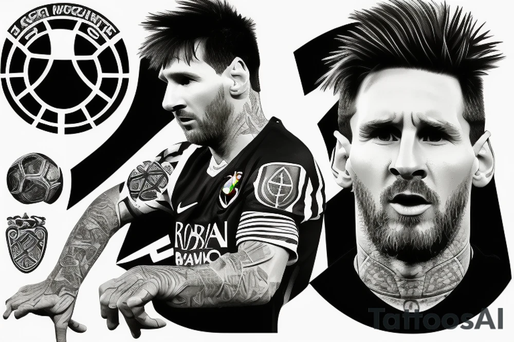 Lionel messi with argentinean shirt tattoo idea