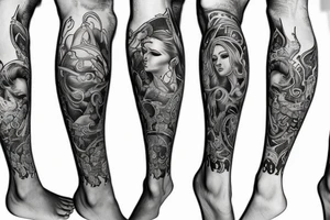religious full leg sleeve tattoo idea