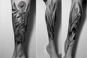 religious and nature full leg sleeve tattoo idea