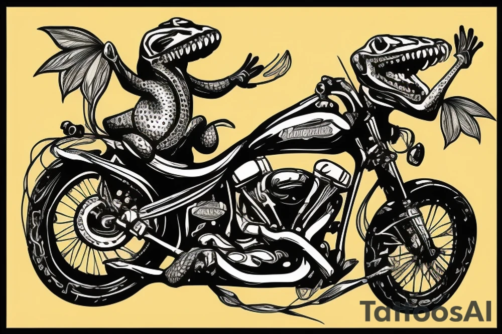 A biker Gecko on a Harley Davidson tattoo idea