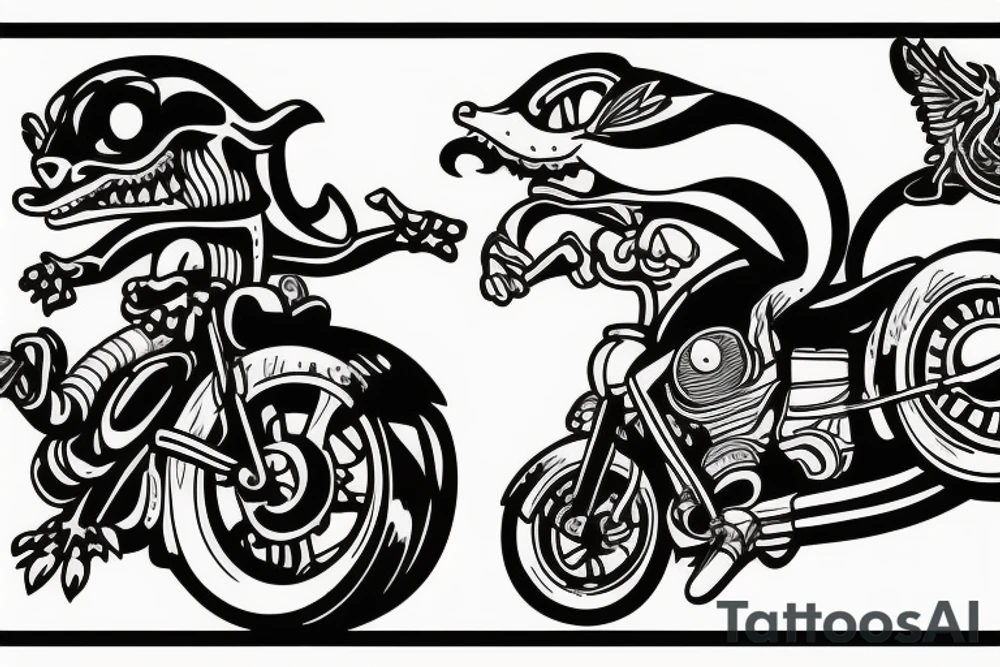 A biker Gecko on a Harley Davidson tattoo idea