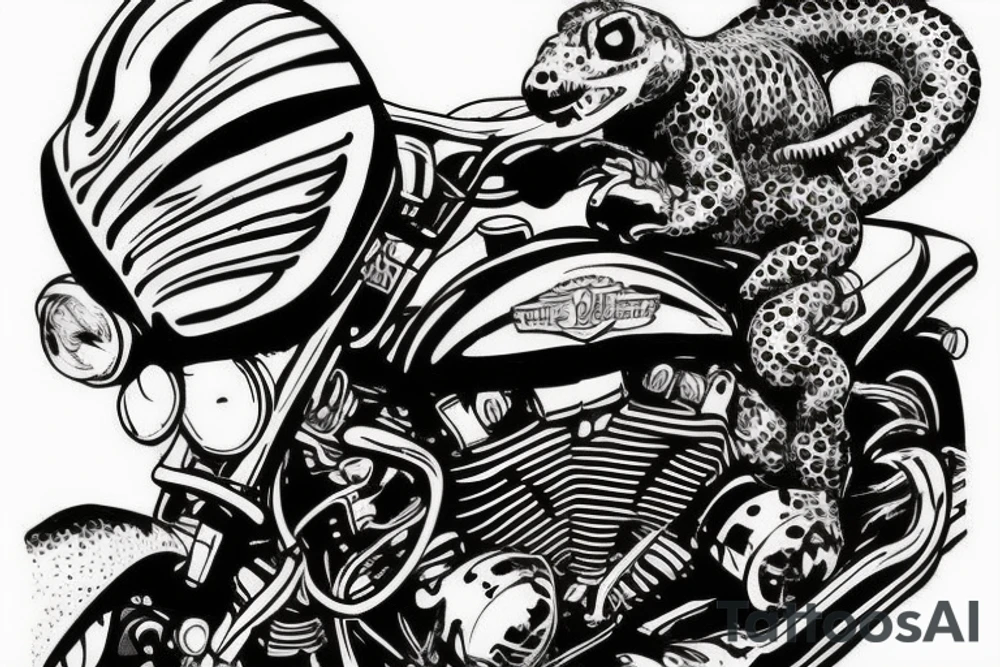 A biker Gecko on a Harley Davidson tattoo idea