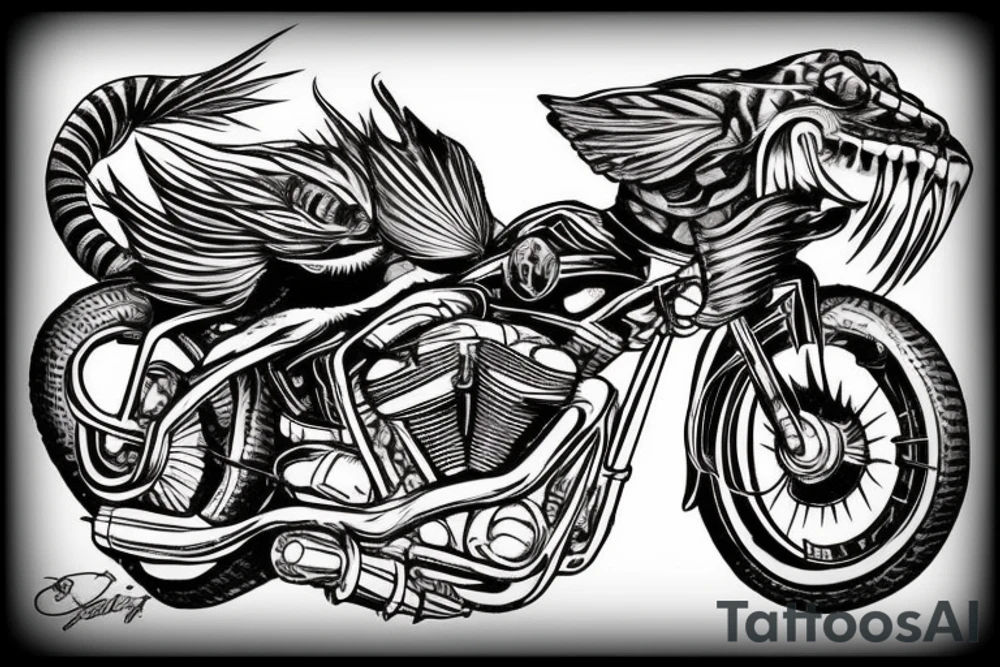 A biker Gecko on a Harley Davidson tattoo idea