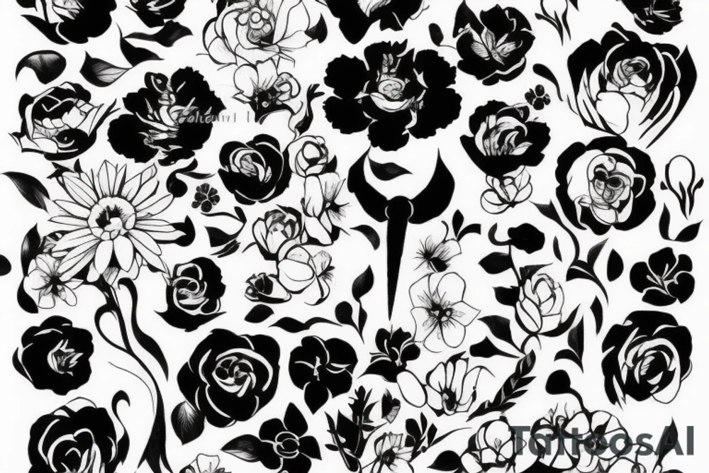 flowers after a bloody battle tattoo idea