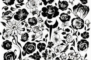 flowers after a bloody battle tattoo idea