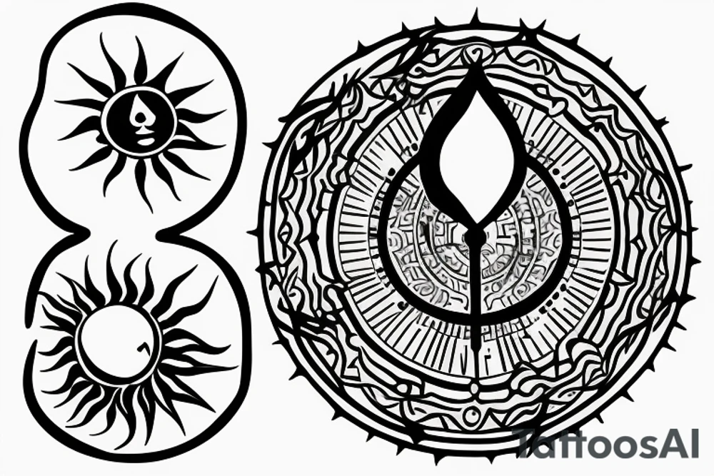Hourglass with the sun and ligtning tattoo idea