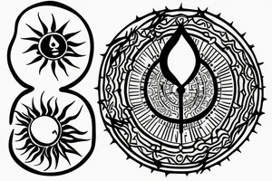 Hourglass with the sun and ligtning tattoo idea