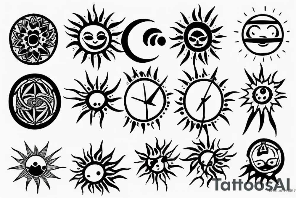 Hourglass with the sun and ligtning tattoo idea