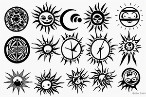 Hourglass with the sun and ligtning tattoo idea