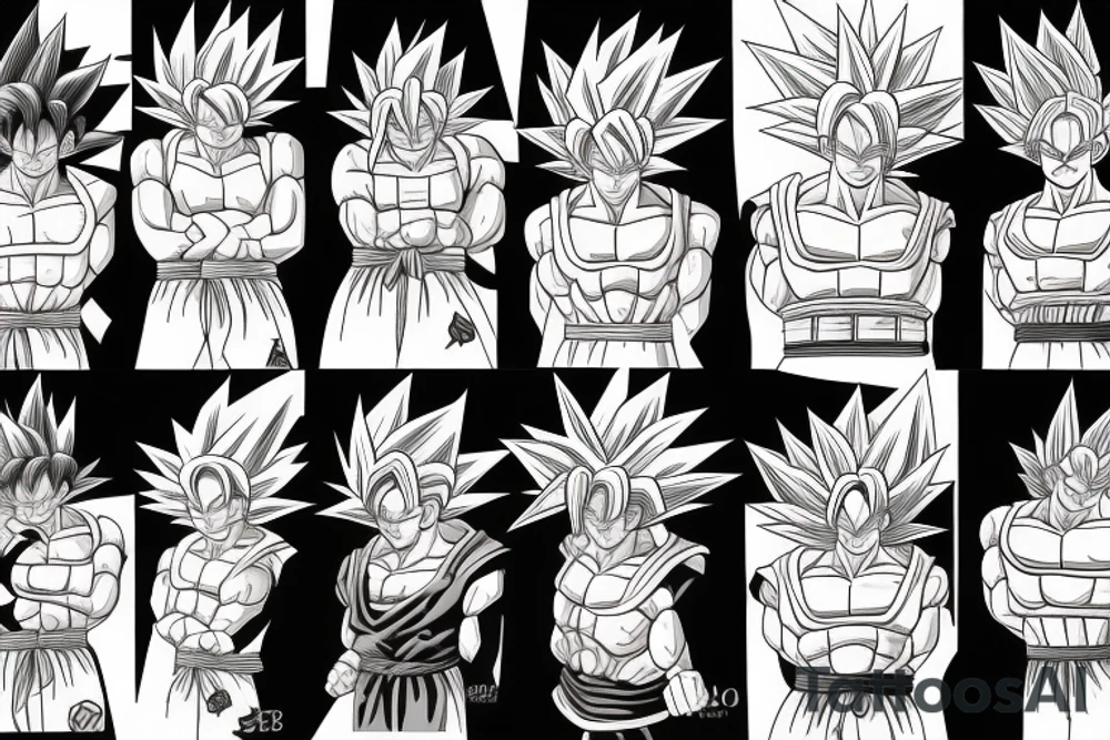 Goku with anime background tattoo idea