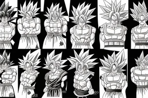 Goku with anime background tattoo idea