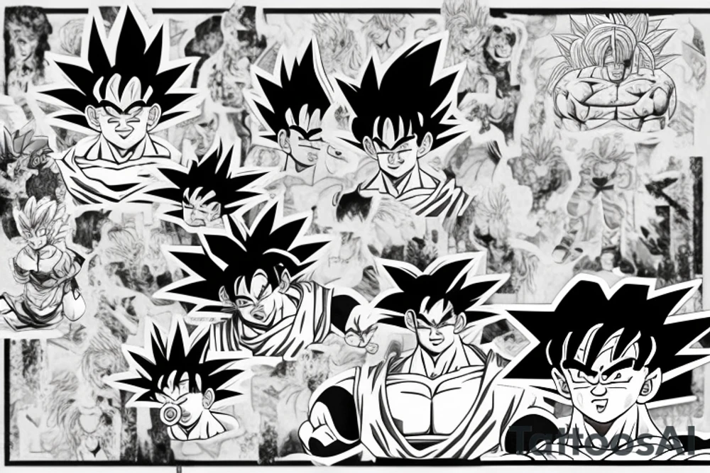 Goku with rose background tattoo idea