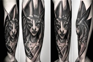 Anubis with flames tattoo idea