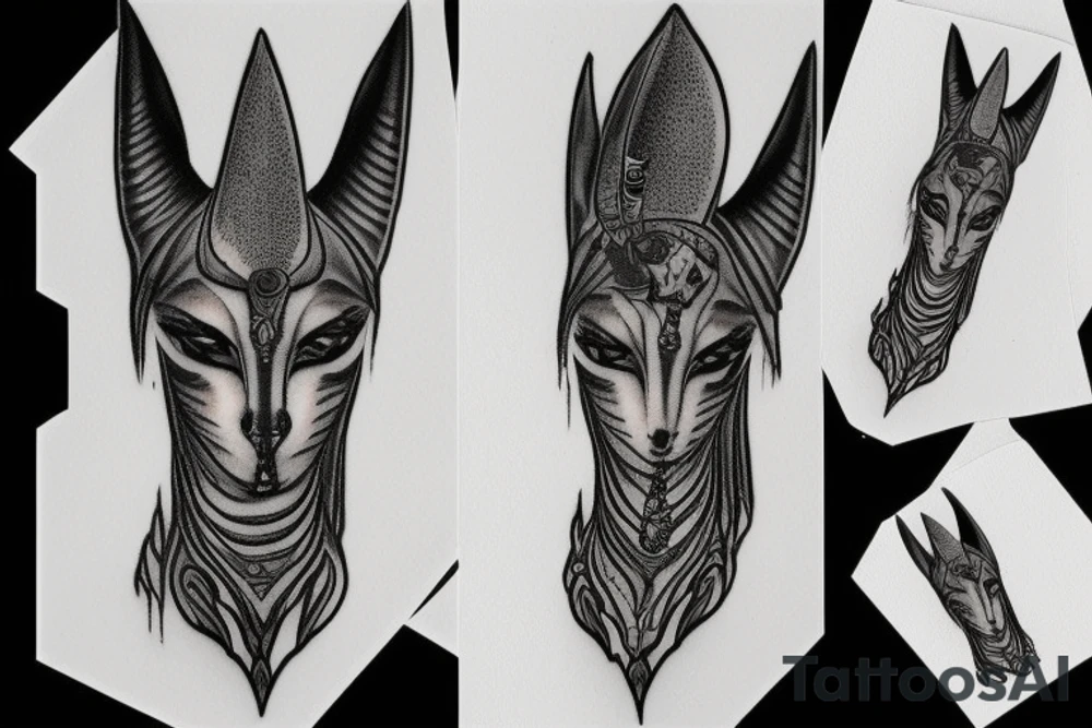 Anubis with flames tattoo idea