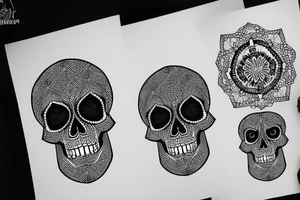 Skull with geometric pattern background tattoo idea