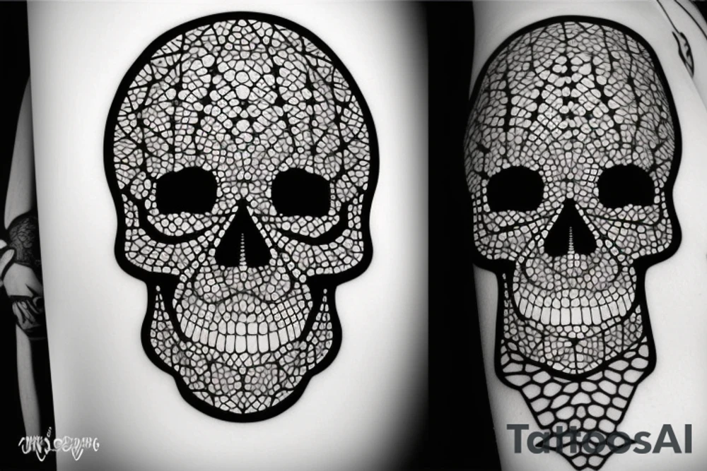 Skull with geometric pattern background tattoo idea