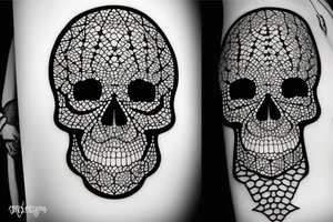 Skull with geometric pattern background tattoo idea