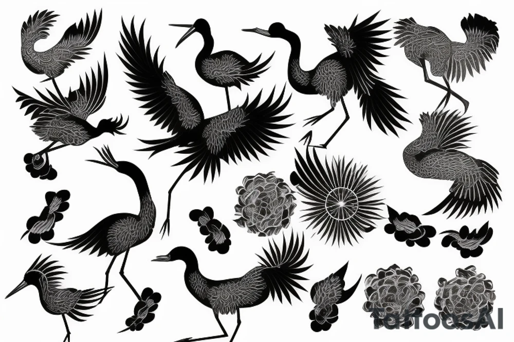 Two Japanese crane tattoo idea
