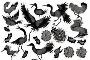 Two Japanese crane tattoo idea