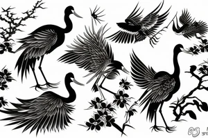 Two Japanese crane tattoo idea