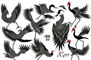 Two Japanese crane  together tattoo idea