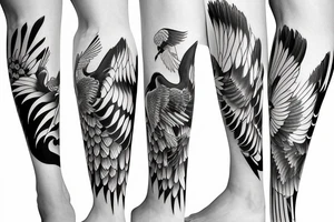 Two Japanese cranes together for leg sleeve tattoo idea