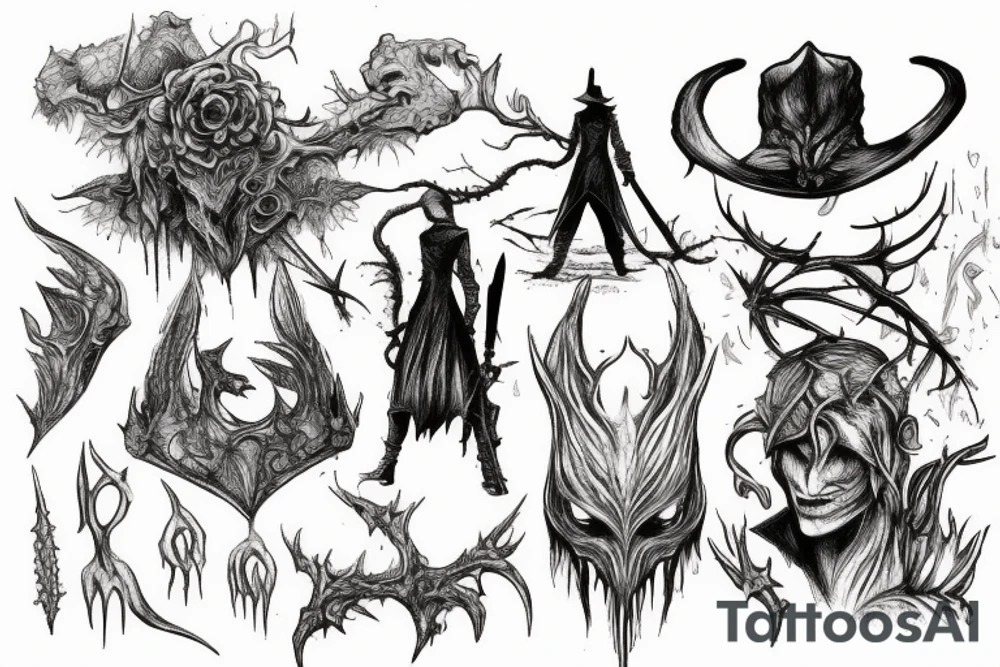 bloodborne hunter in hunter's dream with amygdala tattoo idea