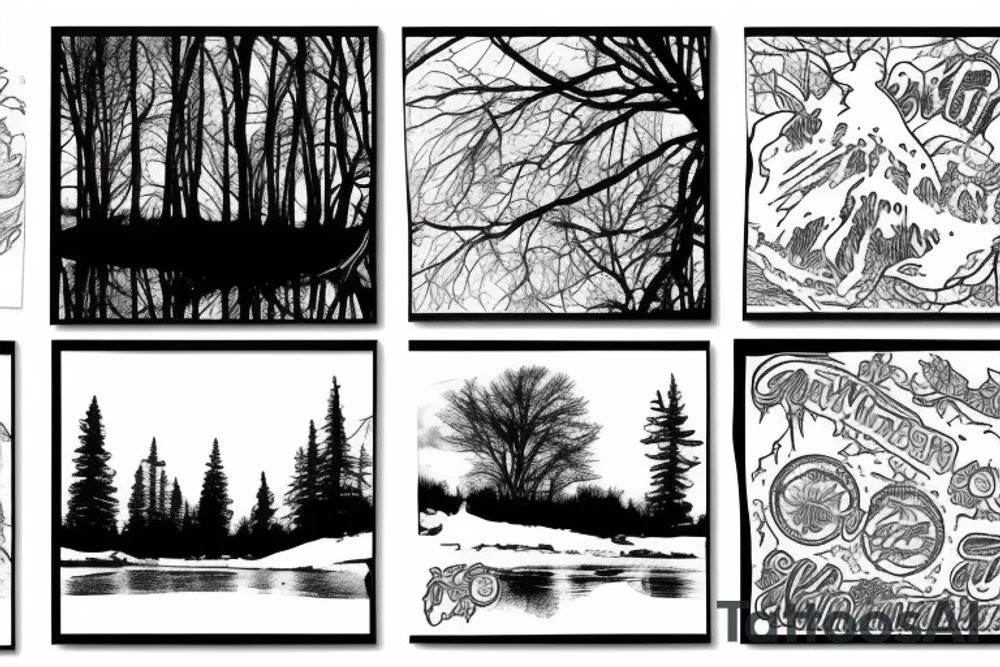 Minnesota winter lake landscape tattoo idea