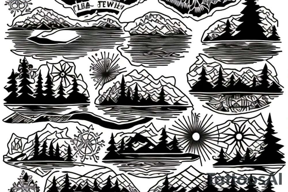 Minnesota winter lake landscape tattoo idea