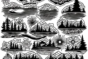Minnesota winter lake landscape tattoo idea