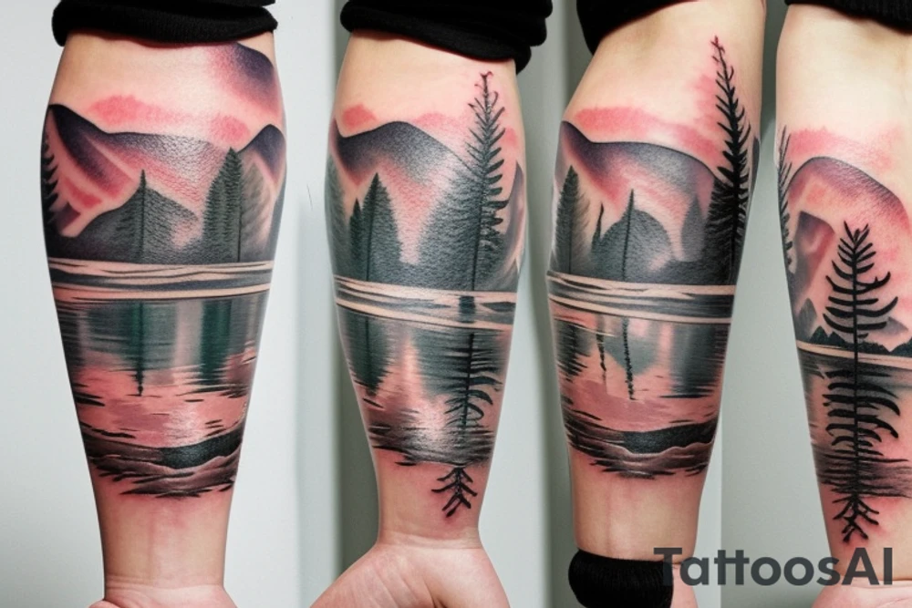 Minnesota winter lake landscape tattoo idea
