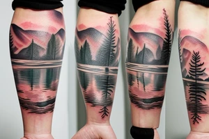 Minnesota winter lake landscape tattoo idea