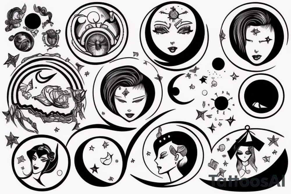Head in the moon tattoo idea