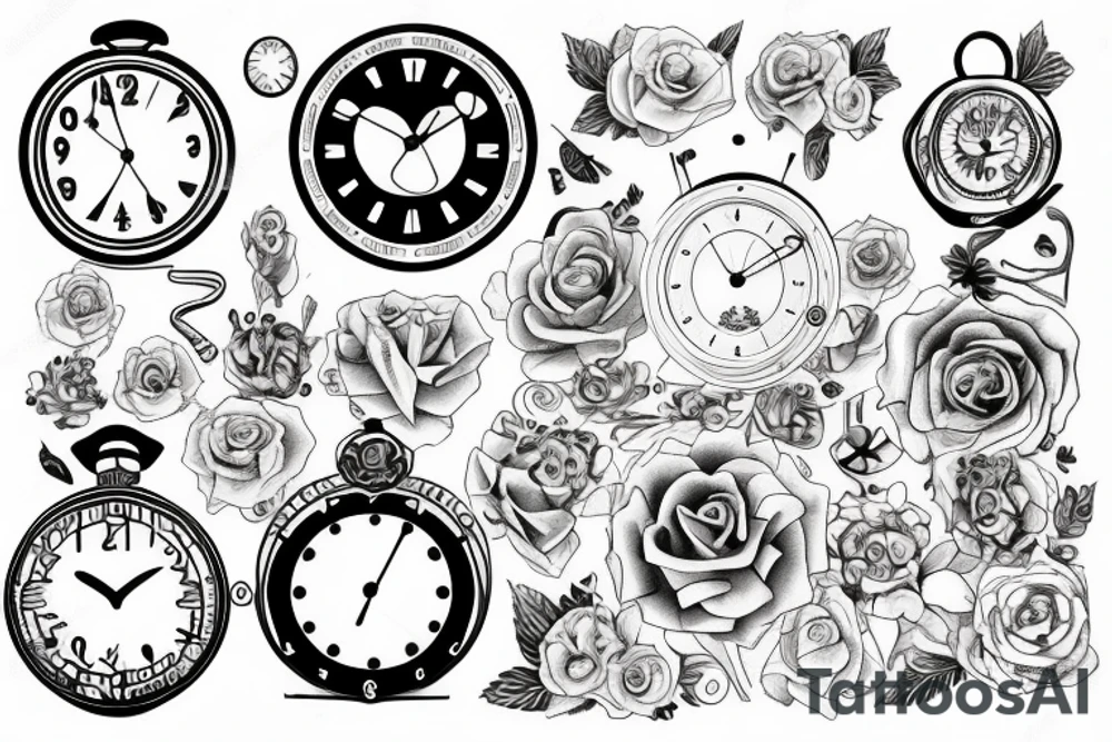 Clock without needles tattoo idea