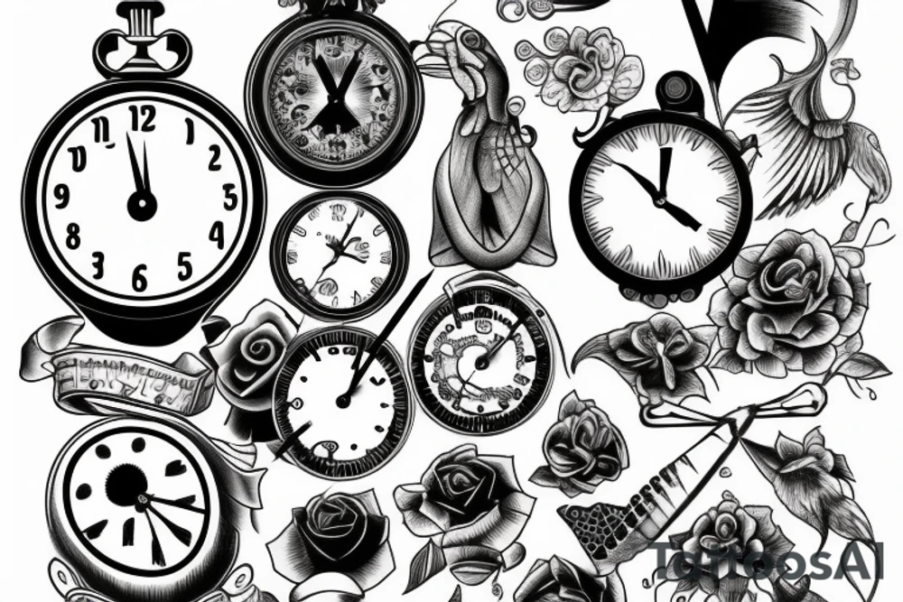 Clock without needles tattoo idea