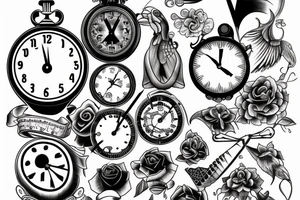 Clock without needles tattoo idea