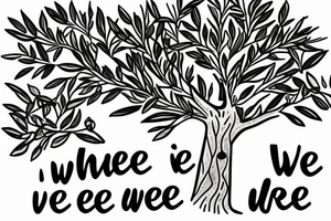 Olive tree with sentence "we are free" tattoo idea