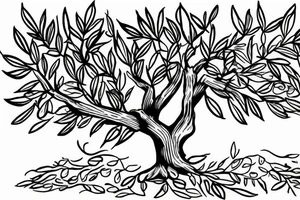 Olive tree with sentence "we are free" tattoo idea